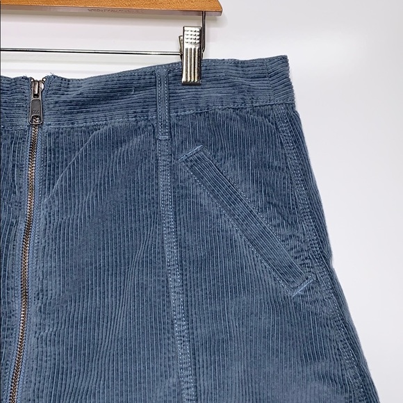 AMERICAN EAGLE Ash Blue Corduroy A-Line Zip Skirt - Picture 3 of 9
